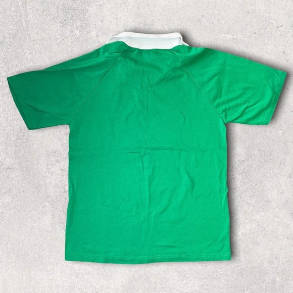 RARE VINTAGE 80S ATARI GRAPHIC POP COLLAR RAGLAN SLEEVE ATARI T-SHIRT GREEN - M - Picture 2 of 7